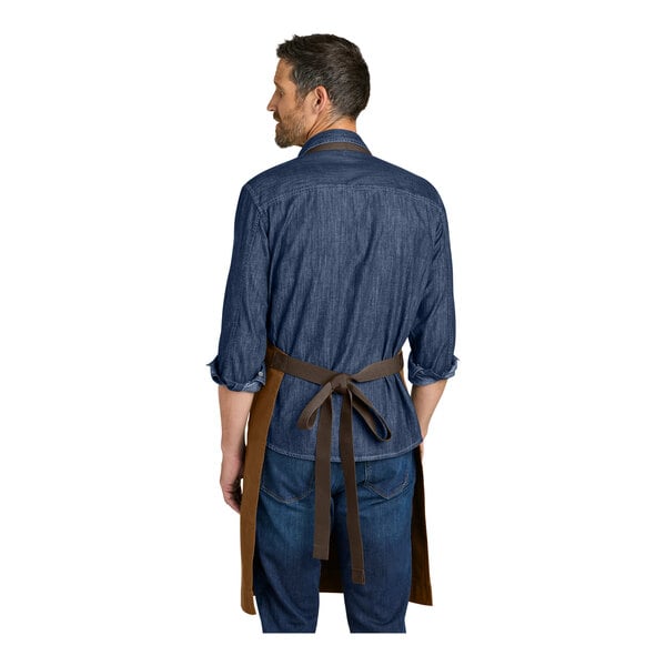 Port Authority A903 Heavy-Duty Canvas Duck Brown Bib Apron with Towel Loop