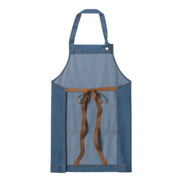 Port Authority A901 Light Denim Cotton Bib Apron with Brass Grommet