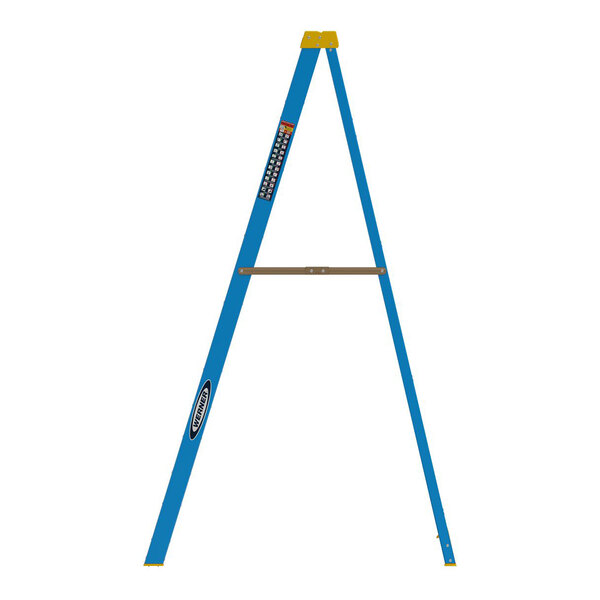 Werner 6000 Series 8' Blue / Yellow Type I 7-Step Fiberglass Step Ladder 6008