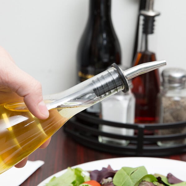 TableCraft Siena 6 oz. Oil and Vinegar Bottle with Stainless Steel Pourer - 12/Case