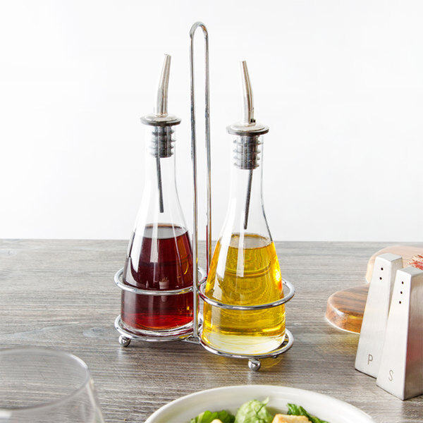 TableCraft Siena 6 oz. Oil and Vinegar Bottle with Stainless Steel Pourer - 12/Case