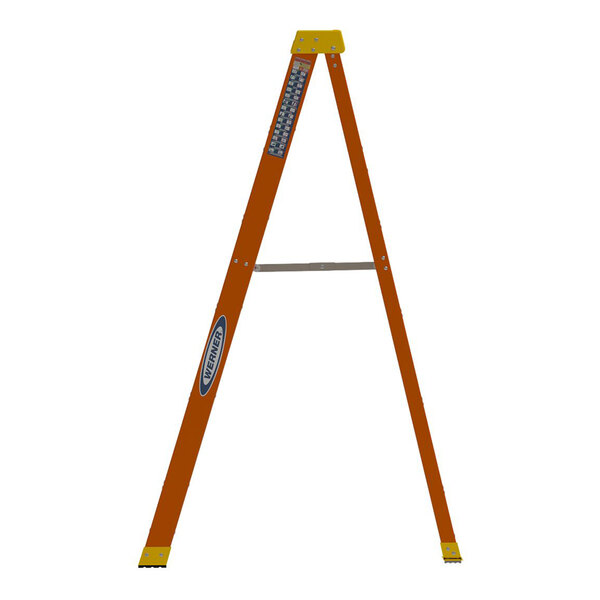 Werner 6100 Series 6' Type IA 5-Step Orange / Yellow Fiberglass Step Ladder 6106