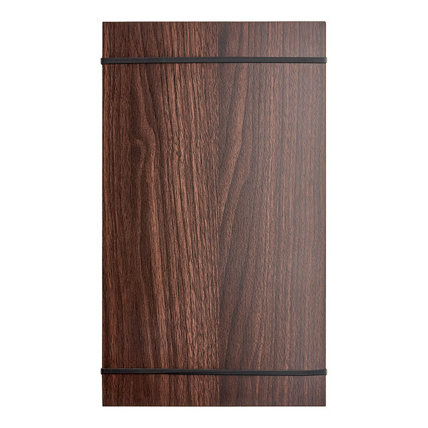 American Metalcraft 9" x 15 1/2" Espresso Wood Rubber Band Menu Holder - 24/Case
