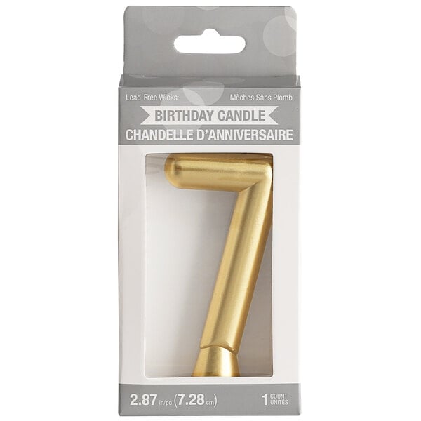 Creative Converting 3" Gold "7" Candle - 12/Case