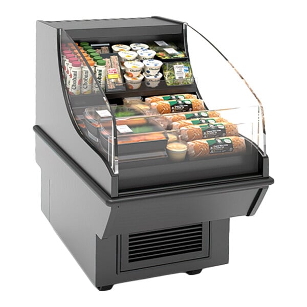 Hussmann Q2-SSM-2SPA Q Series 26 1/8" Black Horizontal Open Air Curtain Merchandiser - 115V