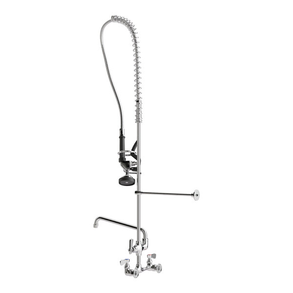 Wall-Mounted Pre-Rinse Faucet with 8" Centers and 12" Add-On Faucet