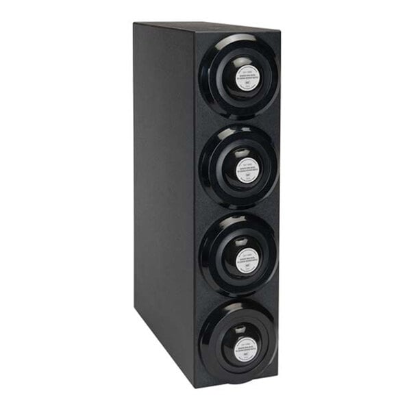 Dispense-Rite Black Polystyrene 4-Compartment Countertop Cup Dispensing Cabinet SLR-S1-4BT