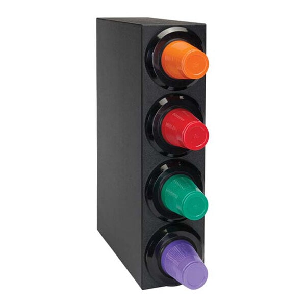 Dispense-Rite Black Polystyrene 4-Compartment Countertop Cup Dispensing Cabinet SLR-S1-4BT