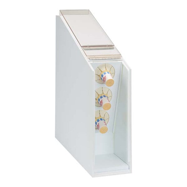 Dispense-Rite 3-Compartment White Polystyrene Countertop Ice Cream Cone Dispenser CTCD-3WT