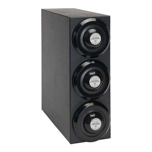 Dispense-Rite Black Polystyrene 3-Compartment Countertop Cup Dispensing Cabinet SLR-S1-3BT