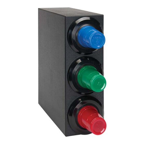 Dispense-Rite Black Polystyrene 3-Compartment Countertop Cup Dispensing Cabinet SLR-S1-3BT