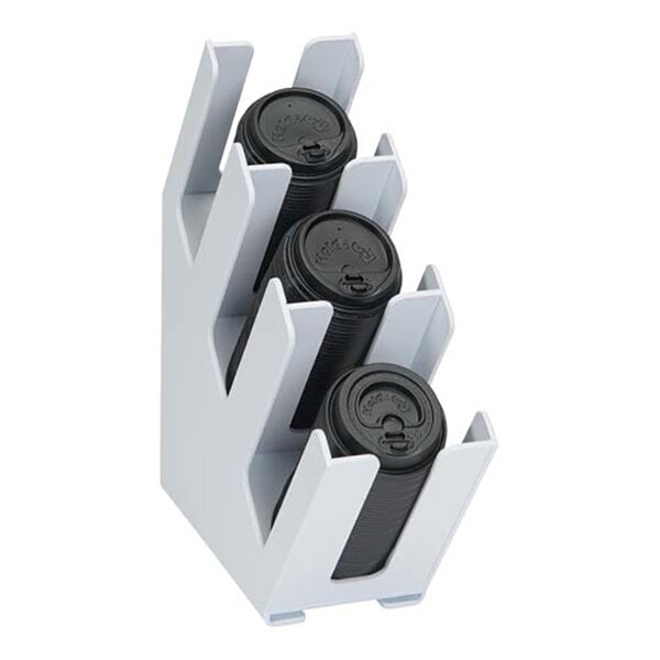 Dispense-Rite White Polystyrene 3-Section Countertop Cup and Lid Organizer LID-3WT