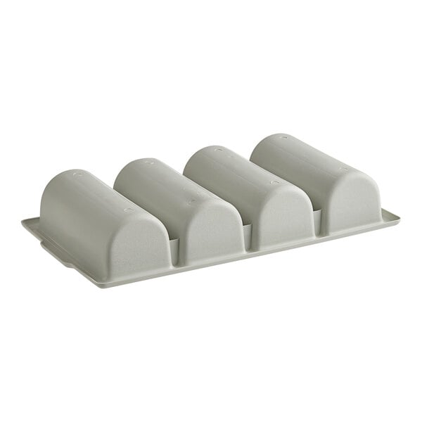TableCraft Gray 4-Compartment Plastic Cutlery Box / Flatware Bin with Handles 1524G - 12/Case