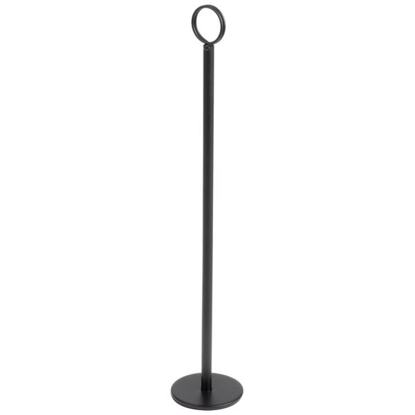 TableCraft 15 1/8" Black Steel Flat Bottom Menu / Card Holder - 12/Case
