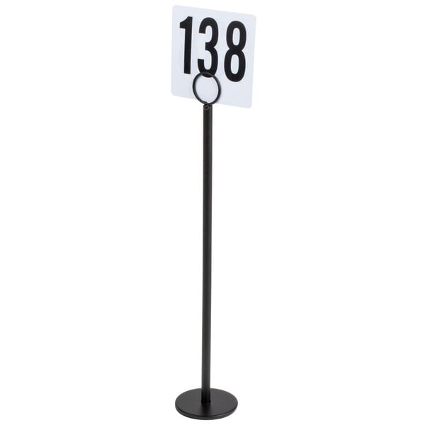 TableCraft 15 1/8" Black Steel Flat Bottom Menu / Card Holder - 12/Case