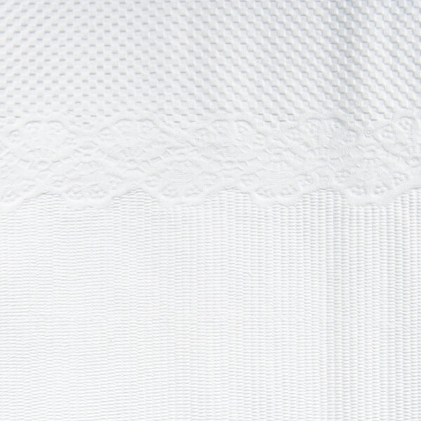 A white fabric with lace.