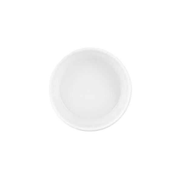 A plain white round bowl viewed from above against a white background.