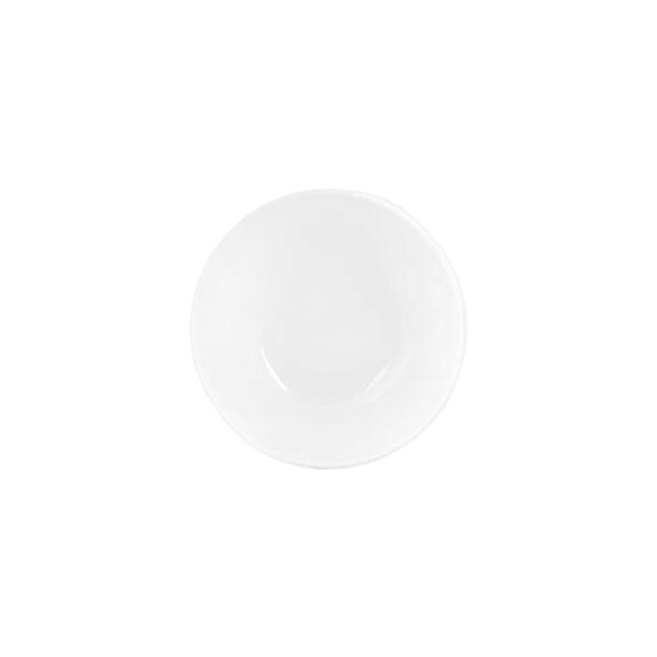A small, plain white round bowl viewed from above against a white background.