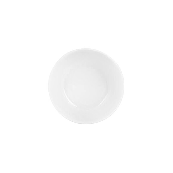 A plain white round bowl viewed from above against a white background.