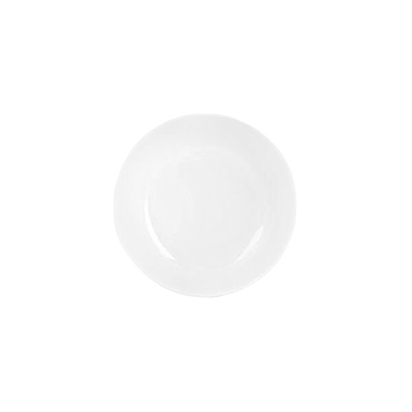 A plain white round bowl viewed from above on a white background.