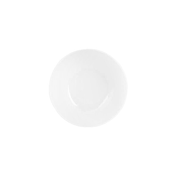 A plain white round bowl viewed from above on a white background.