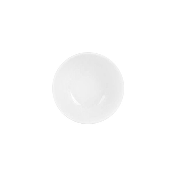 A plain white round bowl viewed from above, centered on a white background.