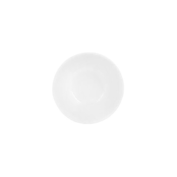 A plain white round bowl viewed from above against a white background.