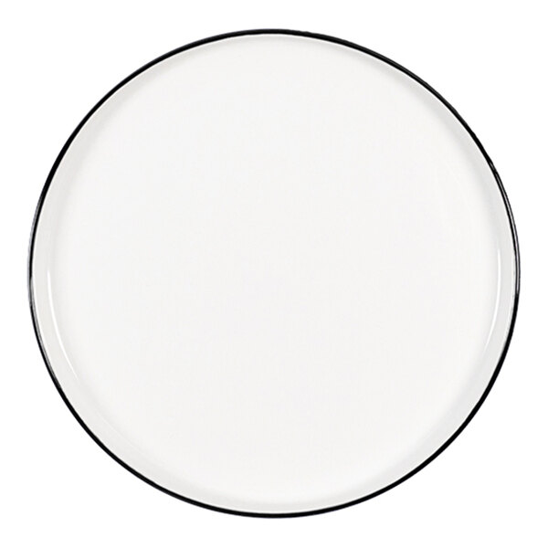 Chef & Sommelier Selene 9" White / Ebony Raised Rim China Plate by Arc Cardinal - 10/Case