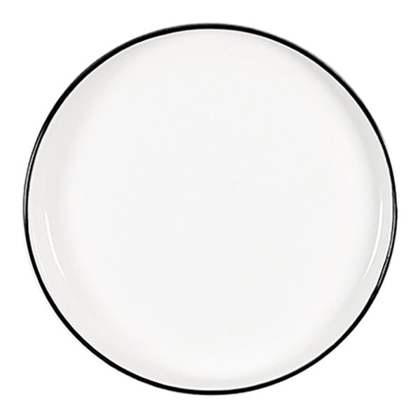Chef & Sommelier Selene 6 3/8" White / Ebony Raised Rim China Plate by Arc Cardinal - 24/Case
