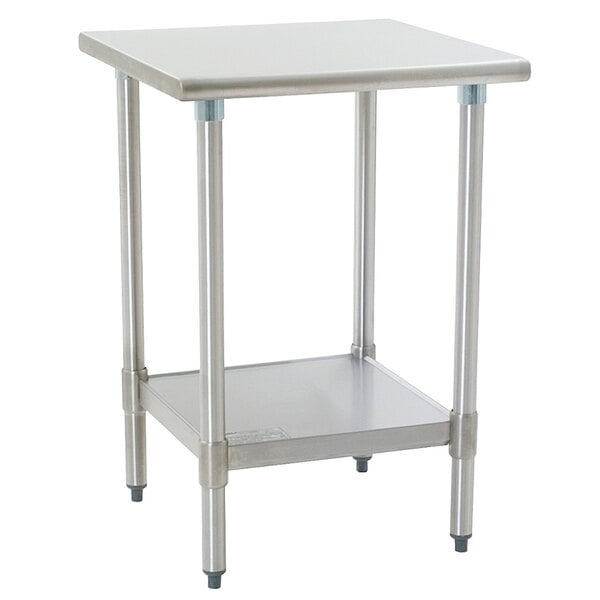 A stainless steel Eagle Group work table with a galvanized shelf underneath.