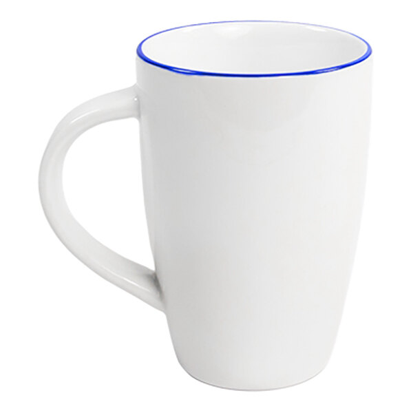 Chef & Sommelier Selene 9.5 oz. White / Sapphire Rolled Edge China Mug by Arc Cardinal - 24/Case