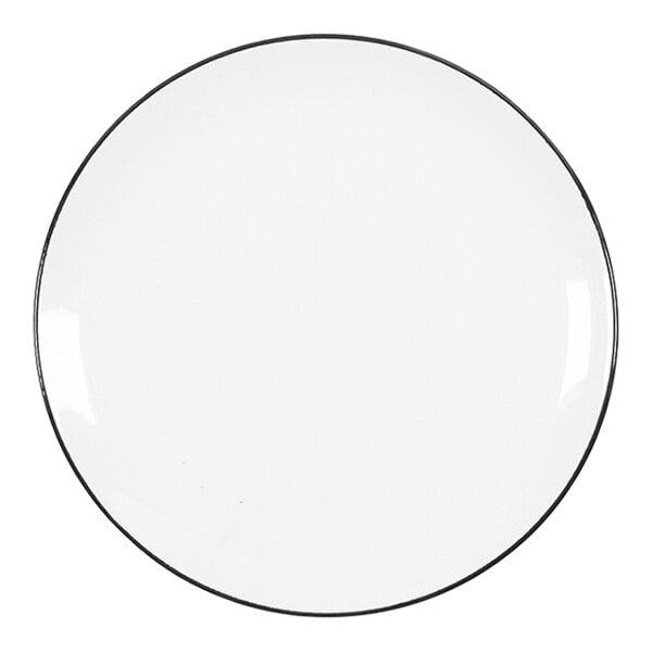 Chef & Sommelier Selene 10 1/8" White / Ebony Rim Coupe China Plate by Arc Cardinal - 24/Case