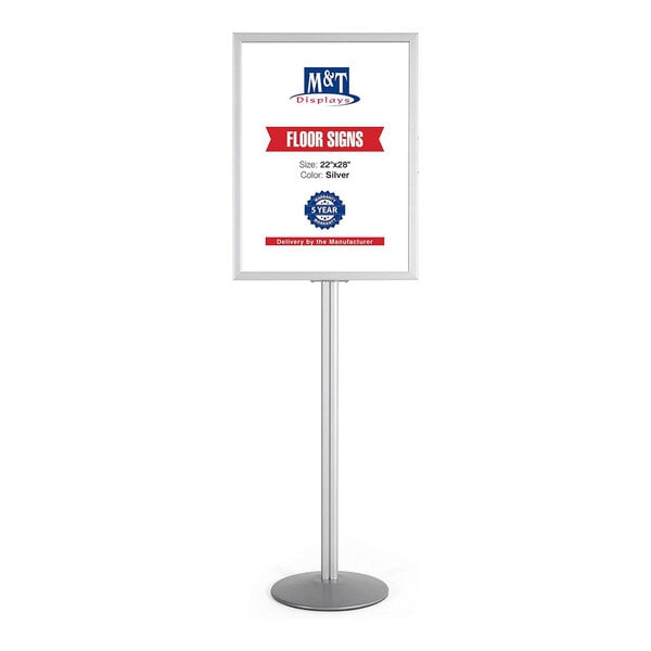 MT Displays 22" x 28" Silver Double-Sided Pedestal Sign Holder UIBSHN0022X2000