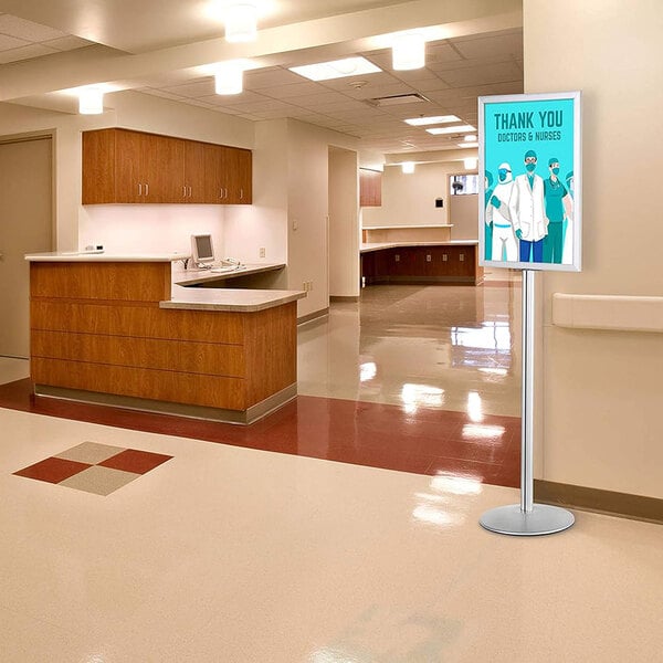 MT Displays 22" x 28" Silver Double-Sided Pedestal Sign Holder UIBSHN0022X2000