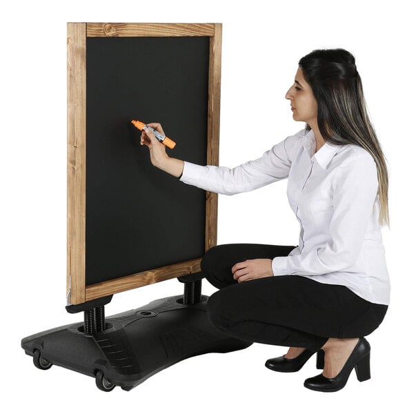 MT Displays WindPro 23" x 31" Double-Sided Wood Magnetic Chalkboard USWPW00D20X9000