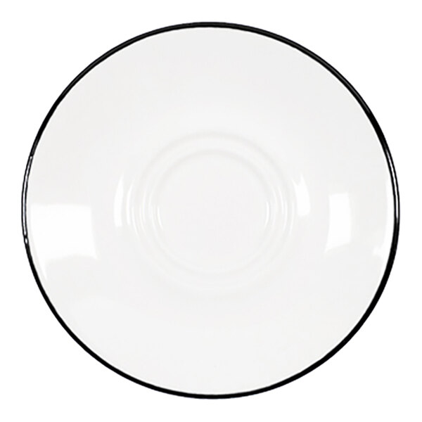 Chef & Sommelier Selene 6" White / Ebony Rolled Edge China Saucer by Arc Cardinal - 24/Case