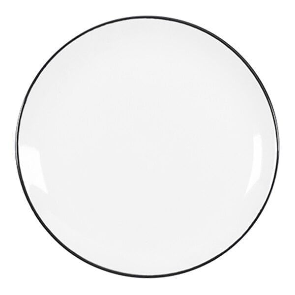 Chef & Sommelier Selene 6 3/8" White / Ebony Rim Coupe China Plate by Arc Cardinal - 24/Case