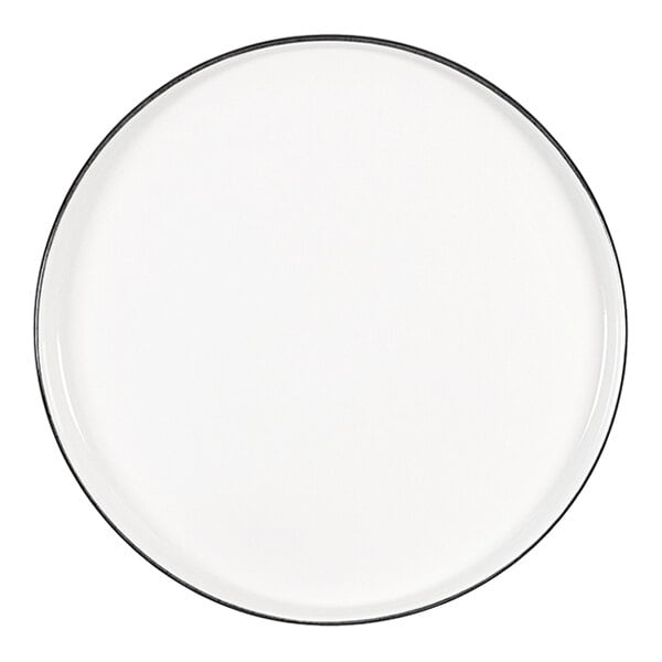 Chef & Sommelier Selene 10 1/2" White / Ebony Raised Rim China Plate by Arc Cardinal - 8/Case