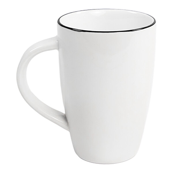Chef & Sommelier Selene 9.5 oz. White / Ebony Rolled Edge China Mug by Arc Cardinal - 24/Case