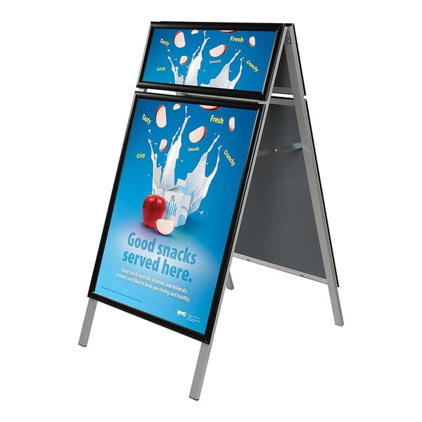 MT Displays 22" x 28" Black Double-Sided A-Frame Sign Board with Header UAB2550B22X5000
