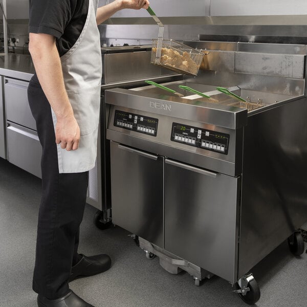 Dean by Frymaster PowerRunner 2FPRG50T Liquid Propane Floor Fryer with (2) 50 lb. Fry pots, CM3.5 Controller, and Built-In Filtration - 240,000 BTU
