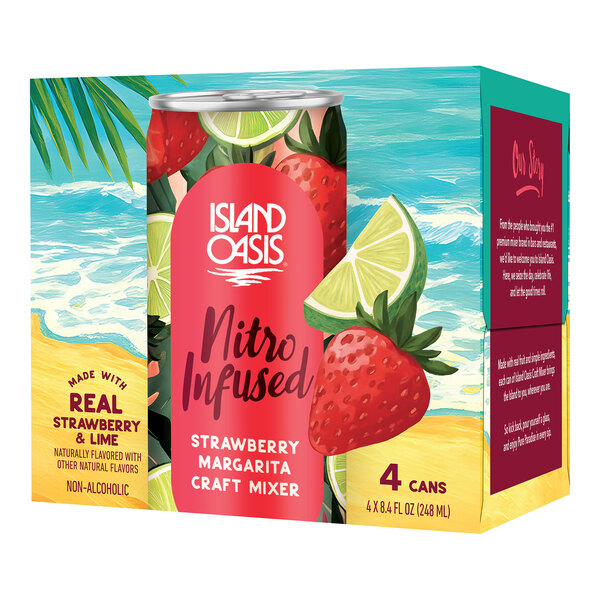 Island Oasis Nitro Infused Strawberry Margarita Craft Mixer 8.4 oz. - 24/Case