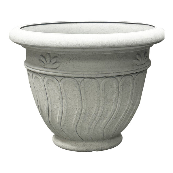 Grossfillex Romano 24 5/16" x 19 1/8" Round Pietra White Resin Planter - 5/Pack