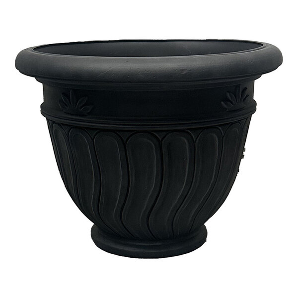 Grossfillex Romano 24 5/16" x 19 1/8" Round Blackwash Resin Planter - 5/Pack
