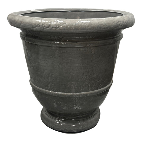 Grossfillex Kylemore 20 3/16" x 19 1/8" Round Seaglass Taupe Resin Planter - 4/Pack
