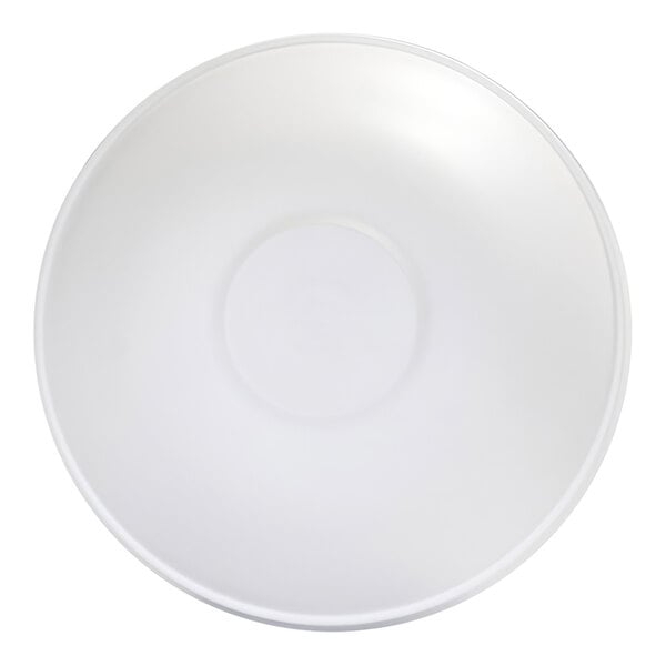 A white, round bowl with a smooth surface and a slightly raised center base.