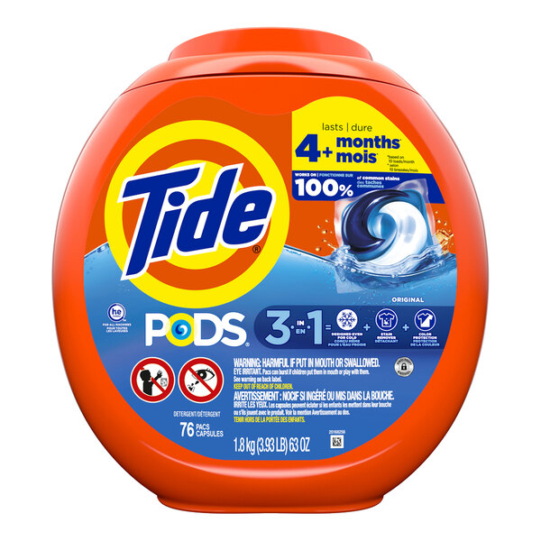 Tide 09165 76-Count 3-in-1 Laundry Detergent Pods - 4/Case
