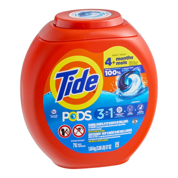 Tide 09165 76-Count 3-in-1 Laundry Detergent Pods - 4/Case
