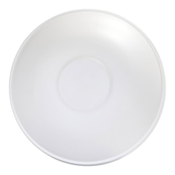 A white, round bowl with a smooth surface and a slightly raised center base.