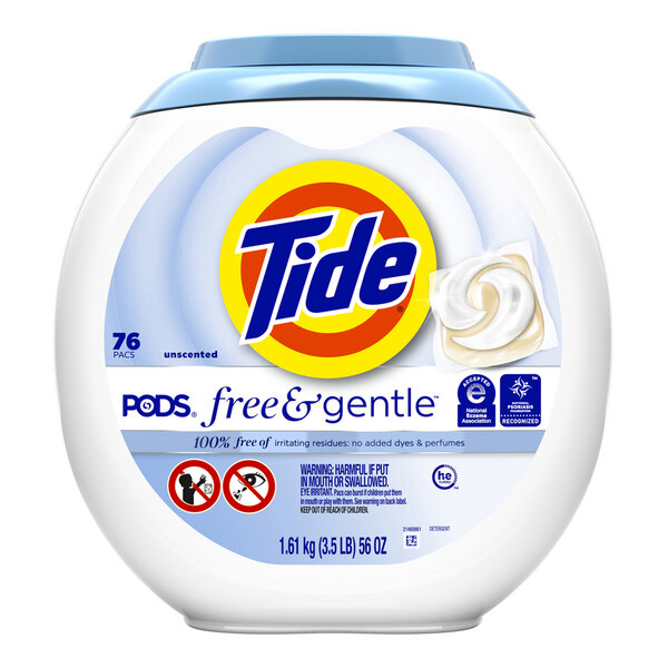 Tide 09488 76-Count Free & Gentle Laundry Detergent Pods - 4/Case